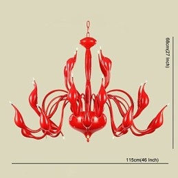 Lampadario moderno 24 luci G4 rosso dipinto