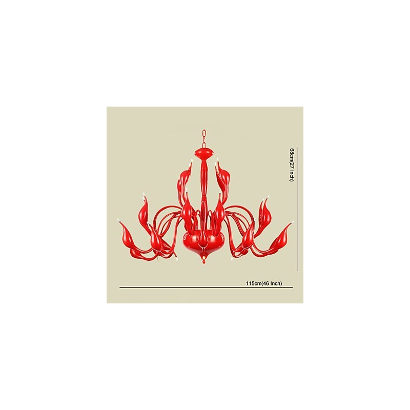 Lampadario moderno 24 luci G4 rosso dipinto