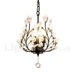 Lampada a sospensione country in cristallo imitato, 3 lampadine LED, 320 x 450 mm