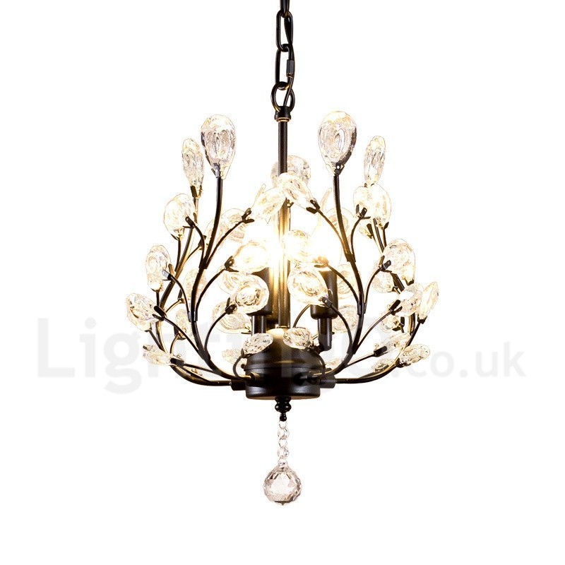 Lampada a sospensione country in cristallo imitato, 3 lampadine LED, 320 x 450 mm