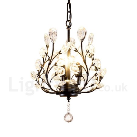 Lampada a sospensione country in cristallo imitato, 3 lampadine LED, 320 x 450 mm