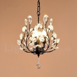 Lampada a sospensione country in cristallo imitato, 3 lampadine LED, 320 x 450 mm