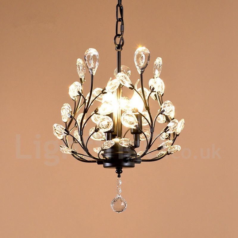 Lampada a sospensione country in cristallo imitato, 3 lampadine LED, 320 x 450 mm