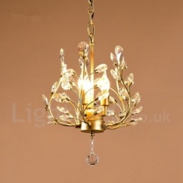 Lampada a sospensione country in cristallo imitato, 3 lampadine LED, 320 x 450 mm