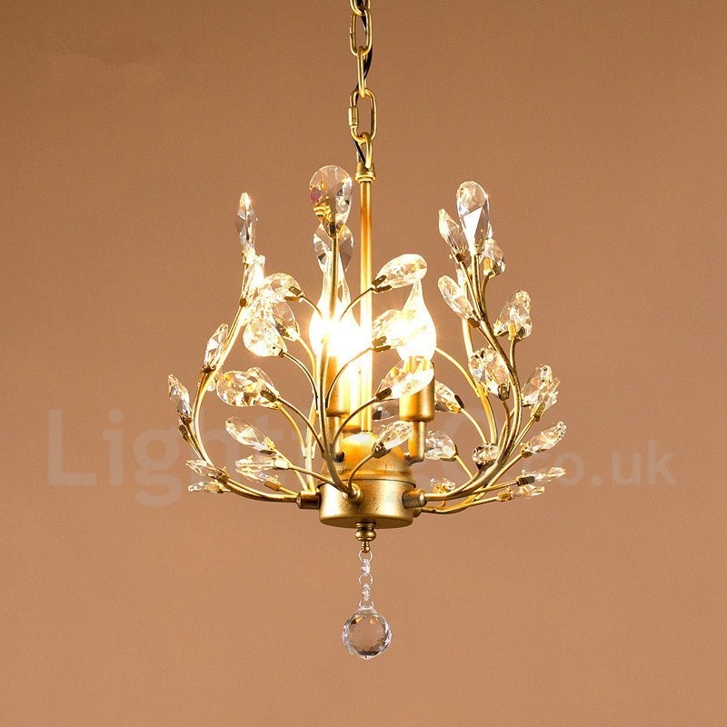 Lampada a sospensione country in cristallo imitato, 3 lampadine LED, 320 x 450 mm