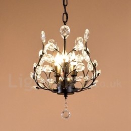 Lampada a sospensione country in cristallo imitato, 3 lampadine LED, 320 x 450 mm