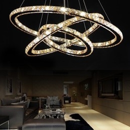 Lampadario a sospensione in cristallo ad anello, 1 luce, regolabile, multicolore e nero