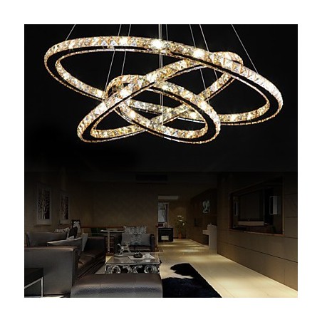 Lampadario a sospensione in cristallo ad anello, 1 luce, regolabile, multicolore e nero