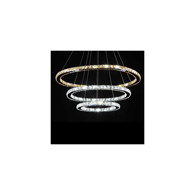 Lampadario a sospensione in cristallo ad anello, 1 luce, regolabile, multicolore e nero