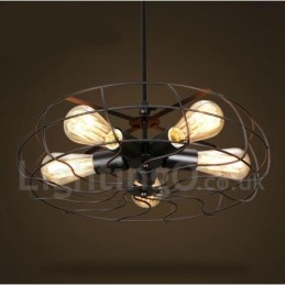 Lampada a sospensione vintage retrò a 5 luci