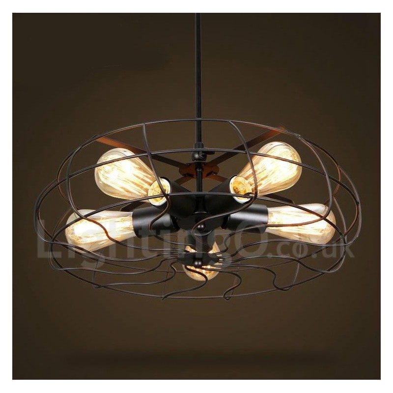 Lampada a sospensione vintage retrò a 5 luci