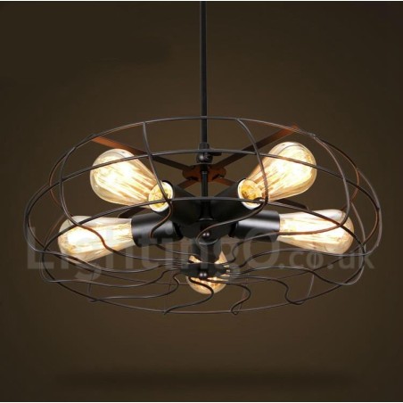 Lampada a sospensione vintage retrò a 5 luci