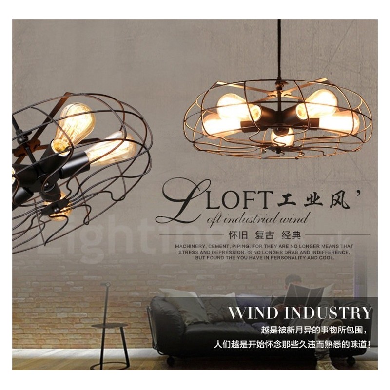 Lampada a sospensione vintage retrò a 5 luci
