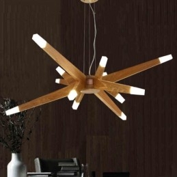 Lampada a sospensione in legno moderna contemporanea 12 luci