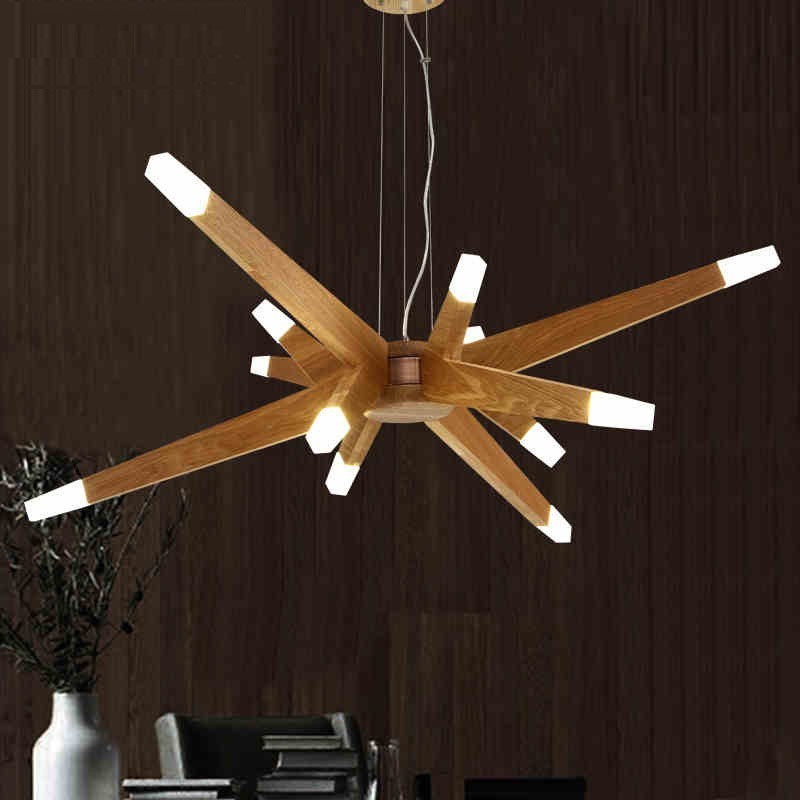 Lampada a sospensione in legno moderna contemporanea 12 luci