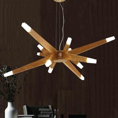Lampada a sospensione in legno moderna contemporanea 12 luci