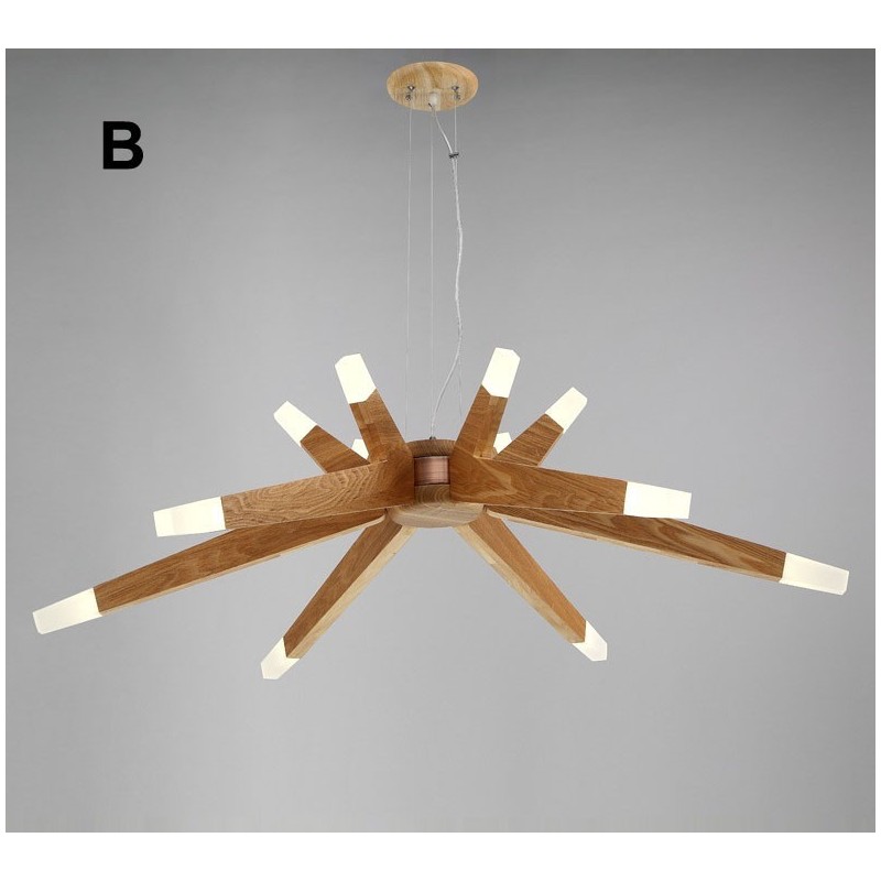 Lampada a sospensione in legno moderna contemporanea 12 luci