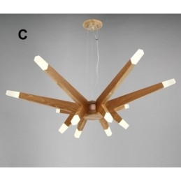 Lampada a sospensione in legno moderna contemporanea 12 luci