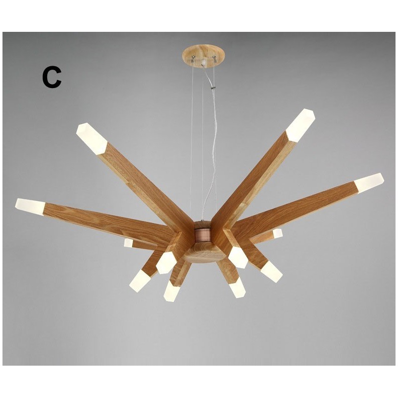 Lampada a sospensione in legno moderna contemporanea 12 luci