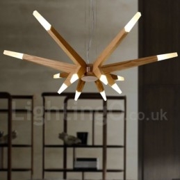 Lampada a sospensione in legno moderna contemporanea 12 luci
