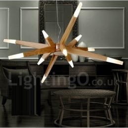 Lampada a sospensione in legno moderna contemporanea 12 luci