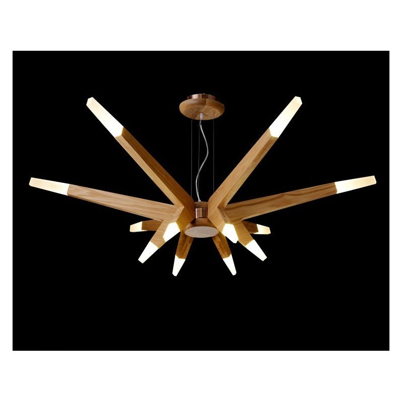Lampada a sospensione in legno moderna contemporanea 12 luci