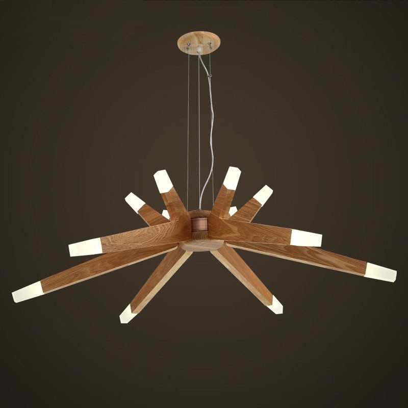 Lampada a sospensione in legno moderna contemporanea 12 luci