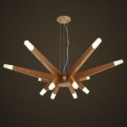Lampada a sospensione in legno moderna contemporanea 12 luci