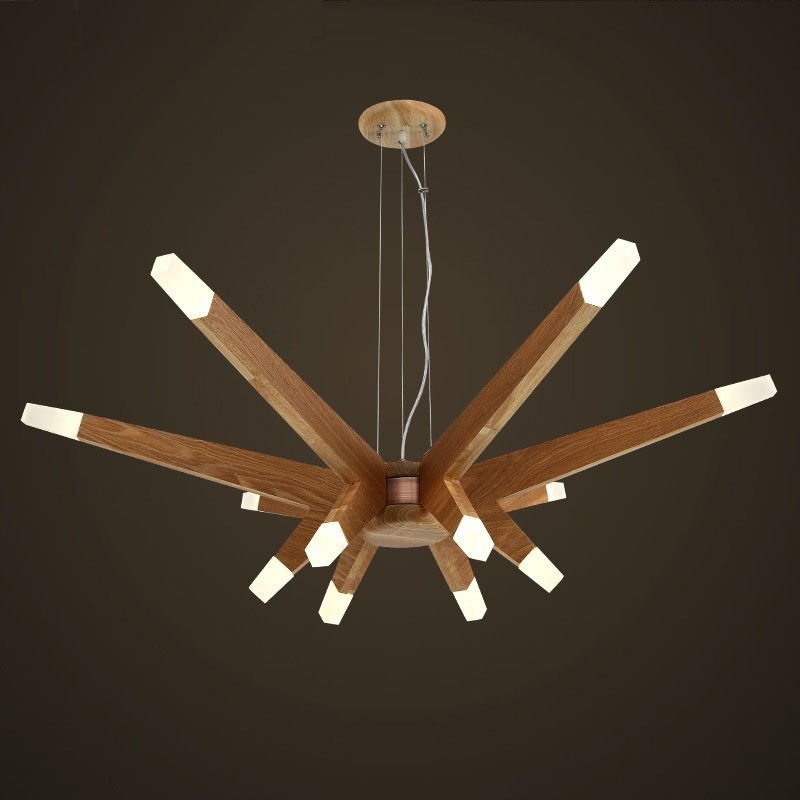 Lampada a sospensione in legno moderna contemporanea 12 luci
