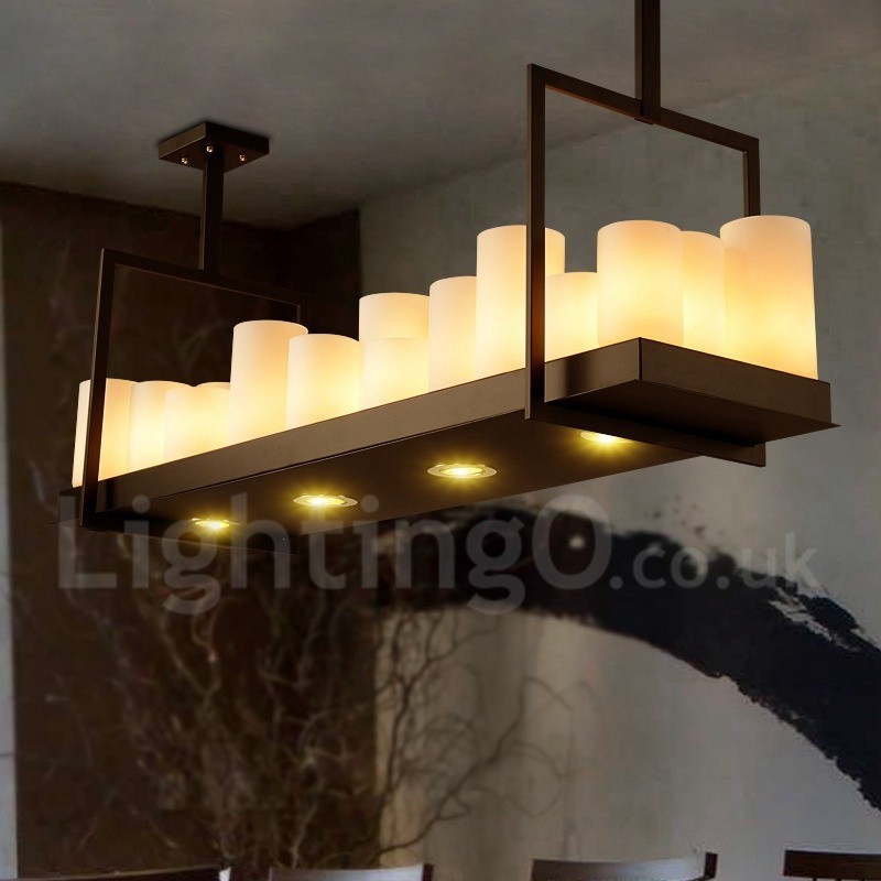Lampada a sospensione rustica vintage a candelabro in vetro