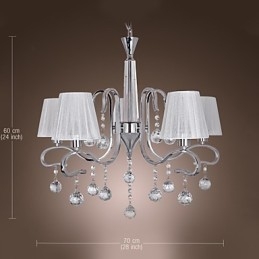 Lampadario contemporaneo in cristallo elettroplaccato argento 60 cm