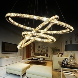 Lampadario a sospensione in cristallo ad anello, 1 luce, regolabile, multicolore e nero