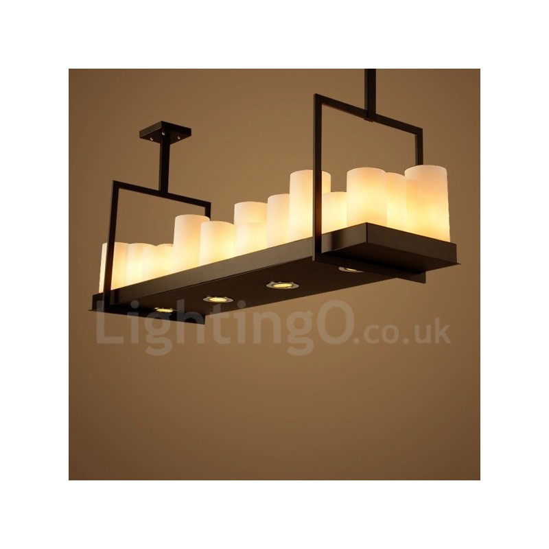 Lampada a sospensione rustica vintage a candelabro in vetro
