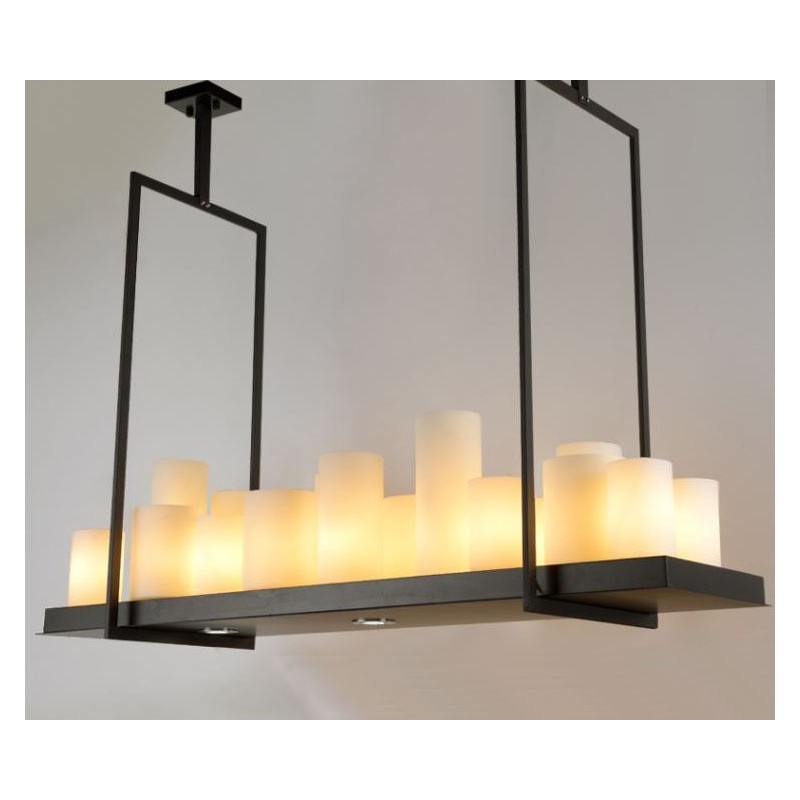 Lampada a sospensione rustica vintage a candelabro in vetro