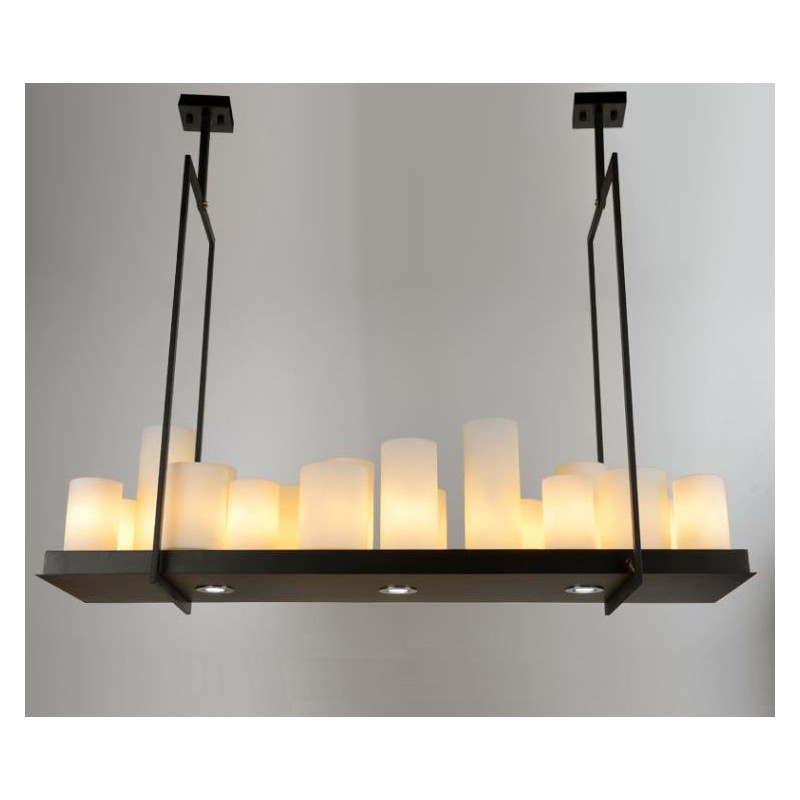 Lampada a sospensione rustica vintage a candelabro in vetro