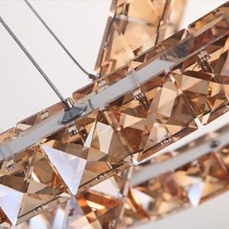 Lampadario a sospensione in cristallo ad anello, 1 luce, regolabile, multicolore e nero