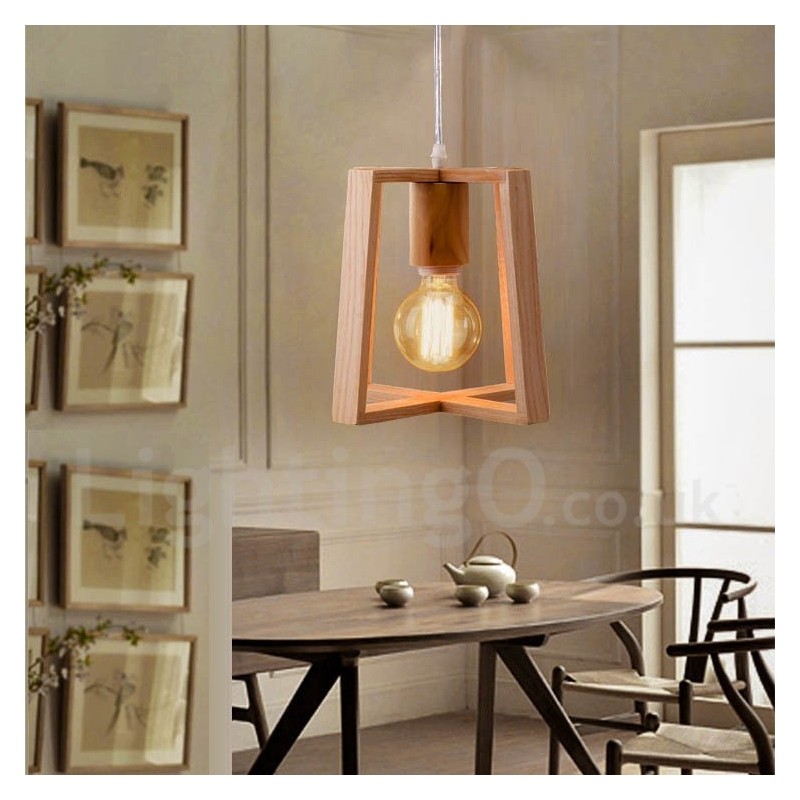 Lampada a sospensione in legno contemporanea 1 luce