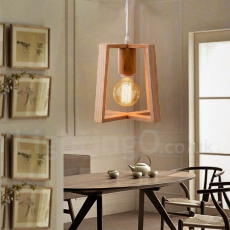 Lampada a sospensione in legno contemporanea 1 luce