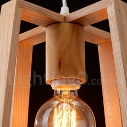 Lampada a sospensione in legno contemporanea 1 luce