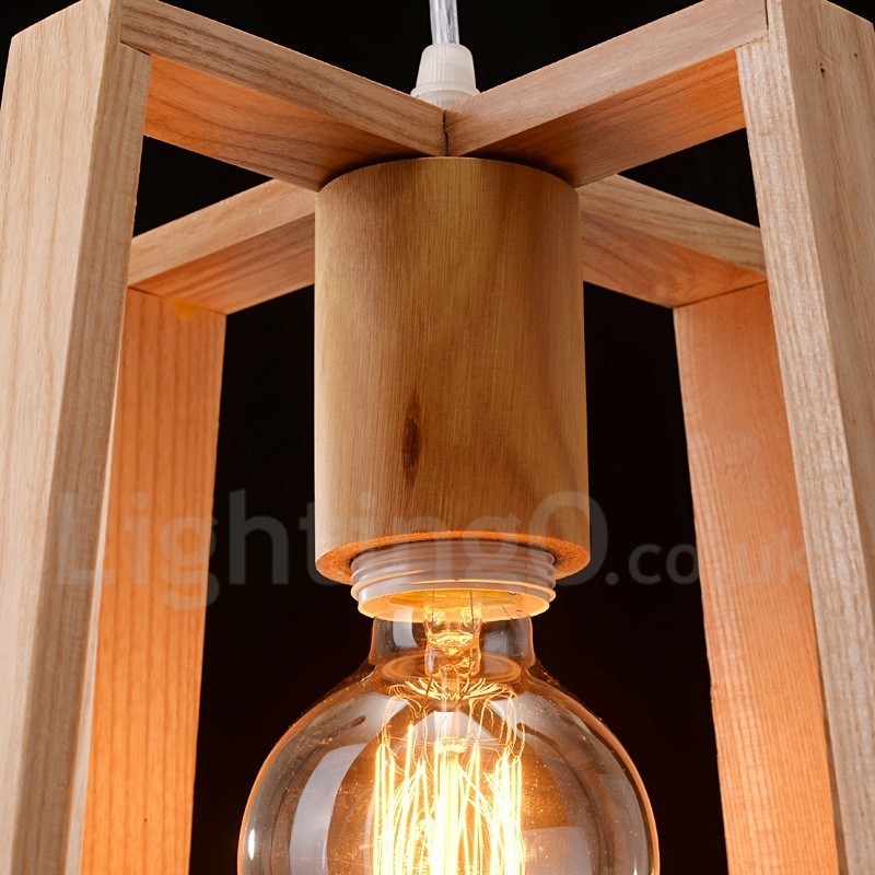 Lampada a sospensione in legno contemporanea 1 luce