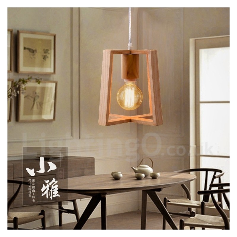 Lampada a sospensione in legno contemporanea 1 luce