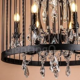 Lampada a sospensione vintage a gabbia per uccelli in metallo 8 luci