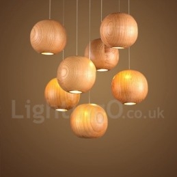 Lampada a sospensione globo in legno rustico Lodge