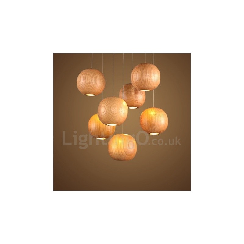 Lampada a sospensione globo in legno rustico Lodge
