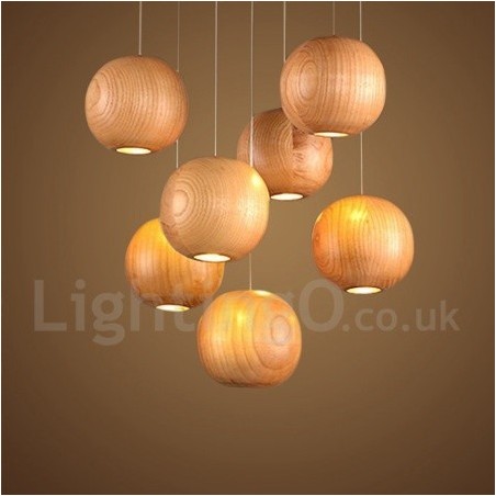 Lampada a sospensione globo in legno rustico Lodge