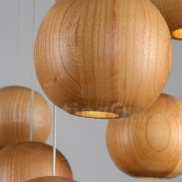 Lampada a sospensione globo in legno rustico Lodge