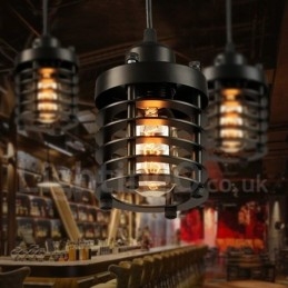Lampada a sospensione vintage retrò in metallo 1 luce
