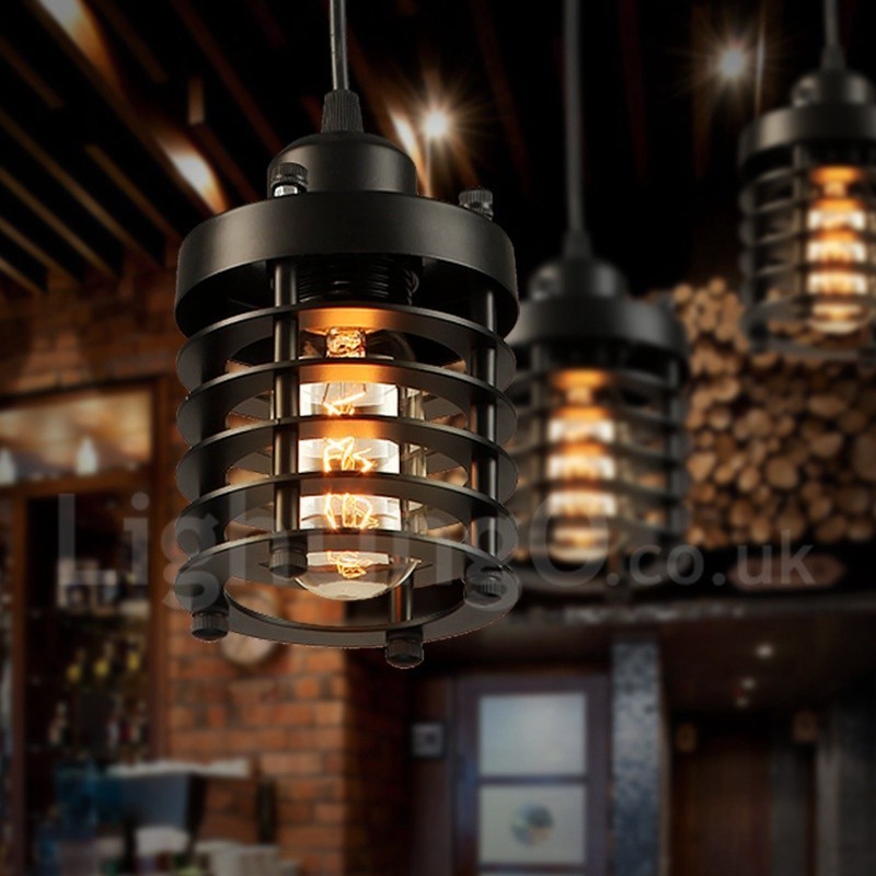 Lampada a sospensione vintage retrò in metallo 1 luce