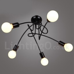 Lampadario country in metallo nero a 5 luci 59 x 45 cm