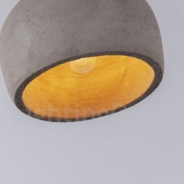 Lampada a sospensione singola vintage in legno e cemento